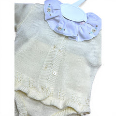 Completo NascitaTre Pezzi In Filo Camicia Golfino Coulotte