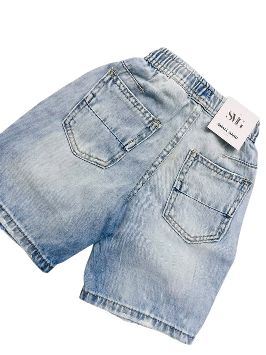 Bermuda Jeans Neonato con Elastico in Vita