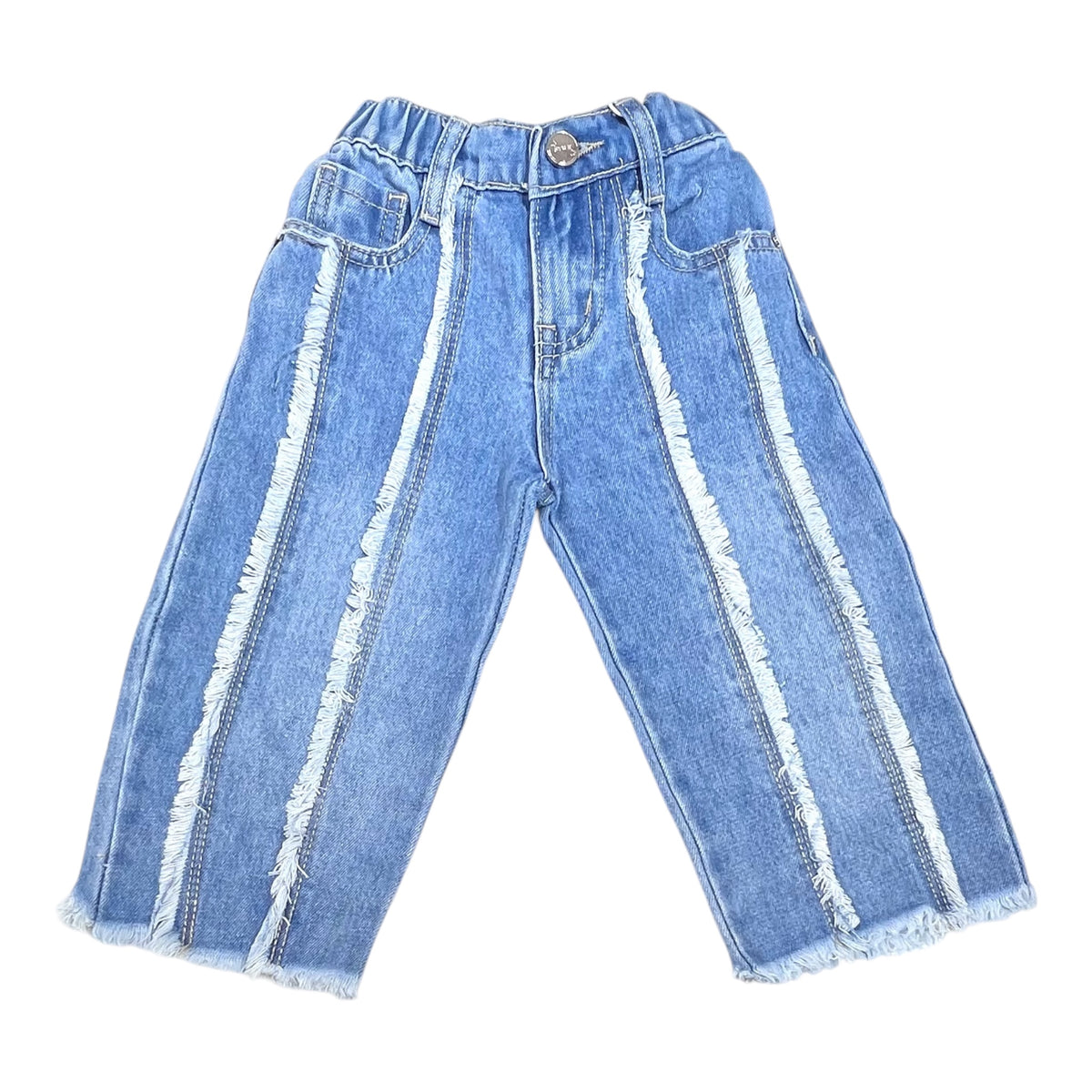 Jeans Wide-Leg Sfrangiato Da Neonata e Bambina