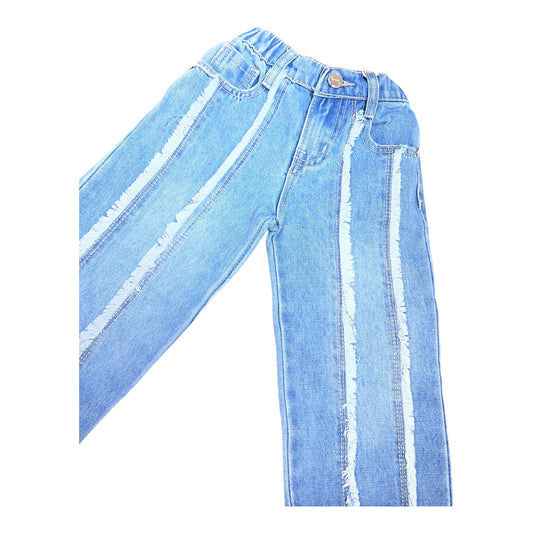 Jeans Wide-Leg Sfrangiato Da Neonata e Bambina