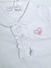 Polo in Cotone Piquet Da Neonata Con Rouches