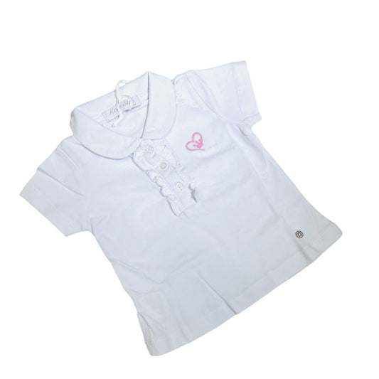 Polo in Cotone Piquet Da Neonata Con Rouches