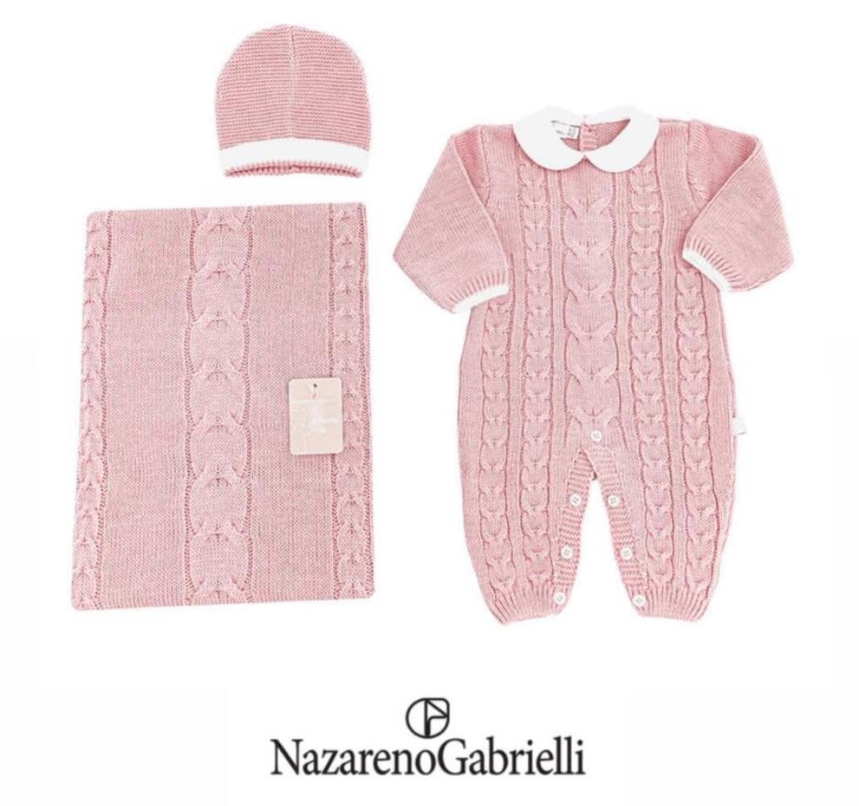 Nazareno Gabrielli Set Nascita in Lana Tre Pezzi