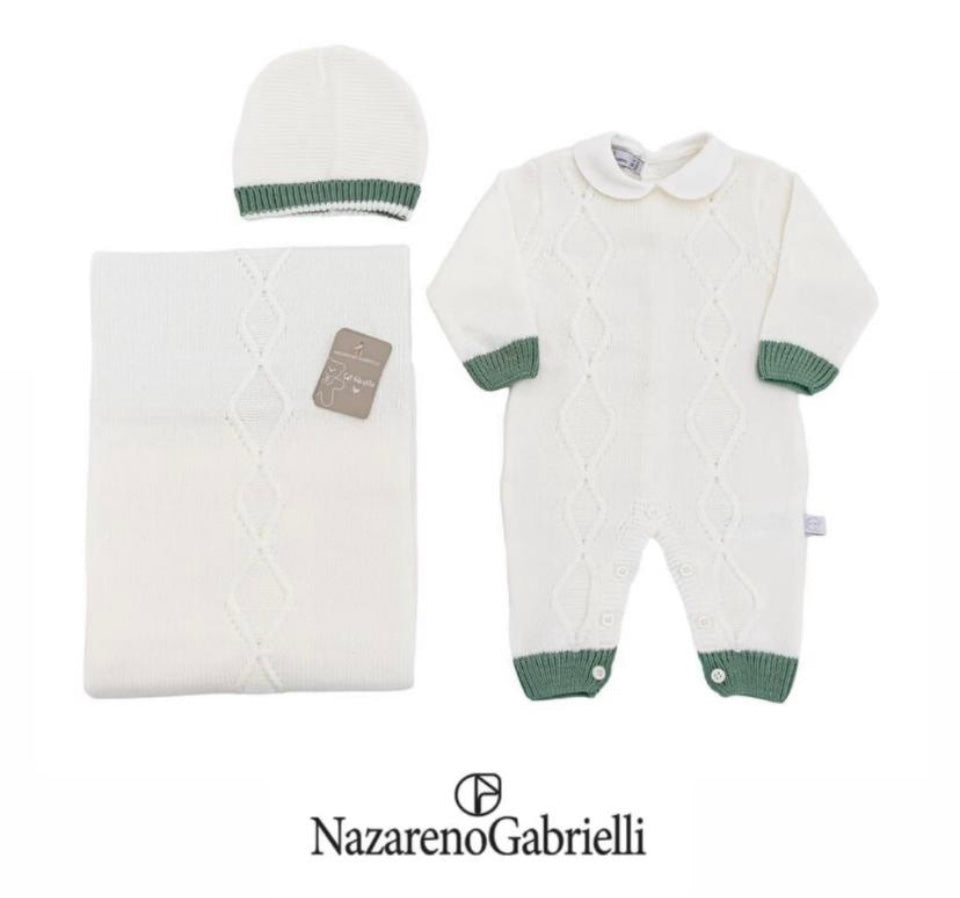Nazareno Gabrielli Set Nascita in Lana Tre Pezzi