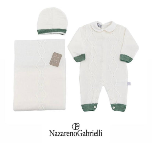 Nazareno Gabrielli Set Nascita in Lana Tre Pezzi