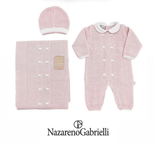 Nazareno Gabrielli Set Nascita in Lana Tre Pezzi