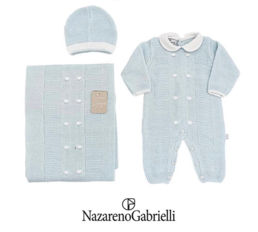 Nazareno Gabrielli Set Nascita in Lana Tre Pezzi