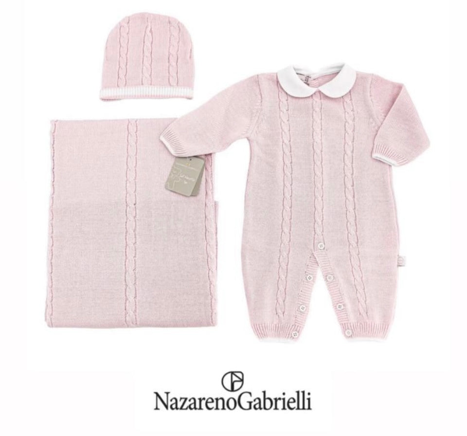 Nazareno Gabrielli Set Nascita in Lana Tre Pezzi