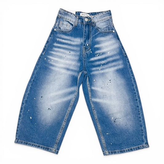 Jeans Baggy Da Maschietto Con Schizzi Pittura