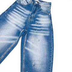 Jeans Baggy Da Maschietto Con Schizzi Pittura