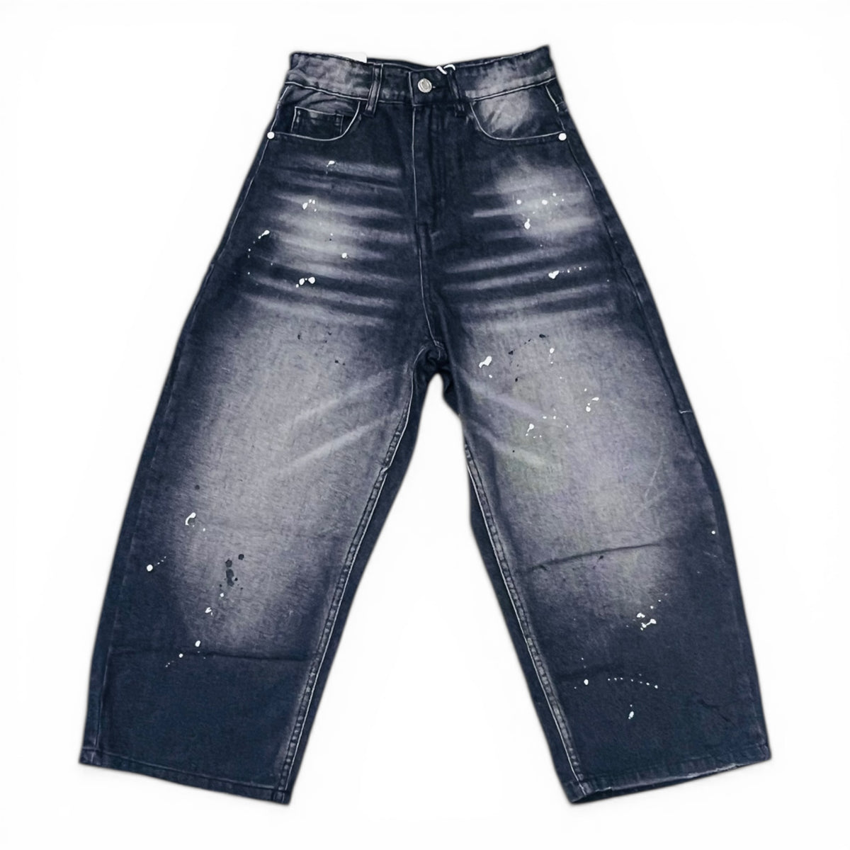 Jeans Baggy Da Maschietto Con Schizzi Pittura