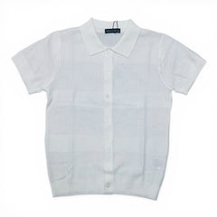 Cardigan Polo In Filo Mezza Manica
