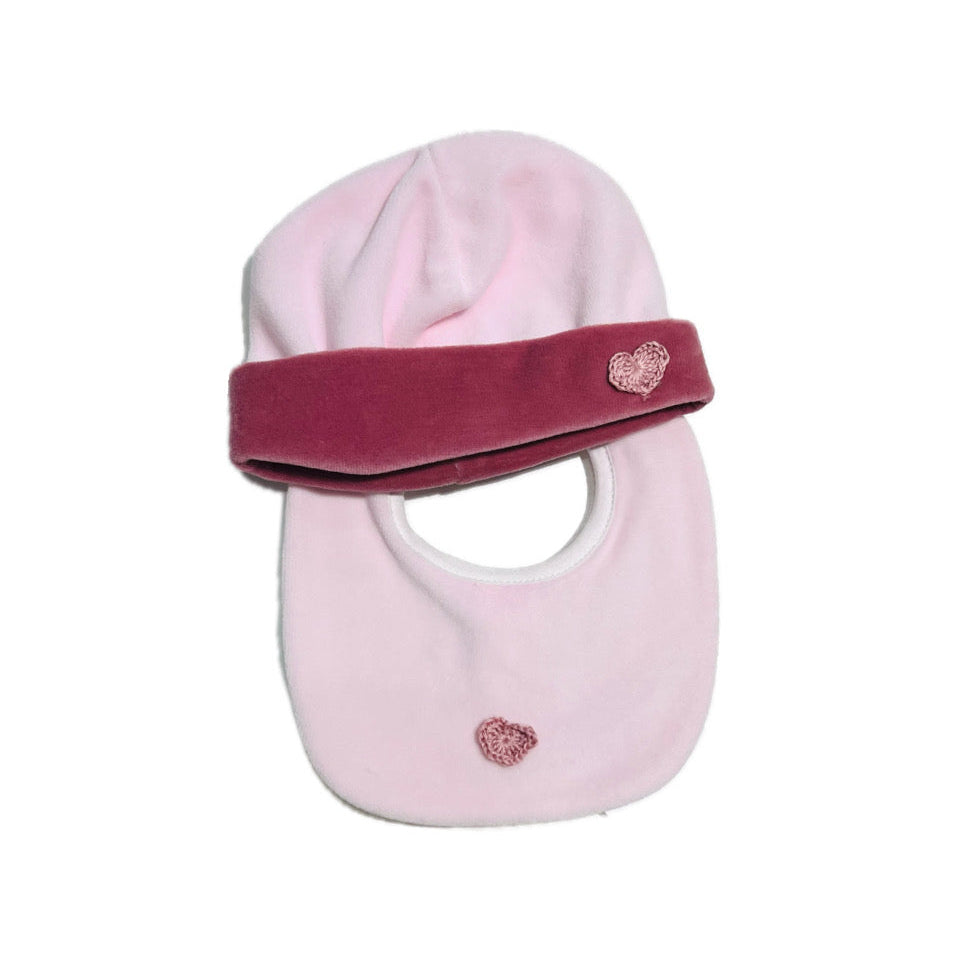 La Margherita Cappellino e Bavetta Completo Due Pezzi in Ciniglia Neonata