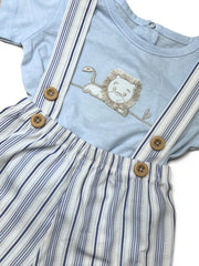 Nazareno Completo T-Shirt con Bermuda con Bretelle Maschietto Ricamo 100% Cotone