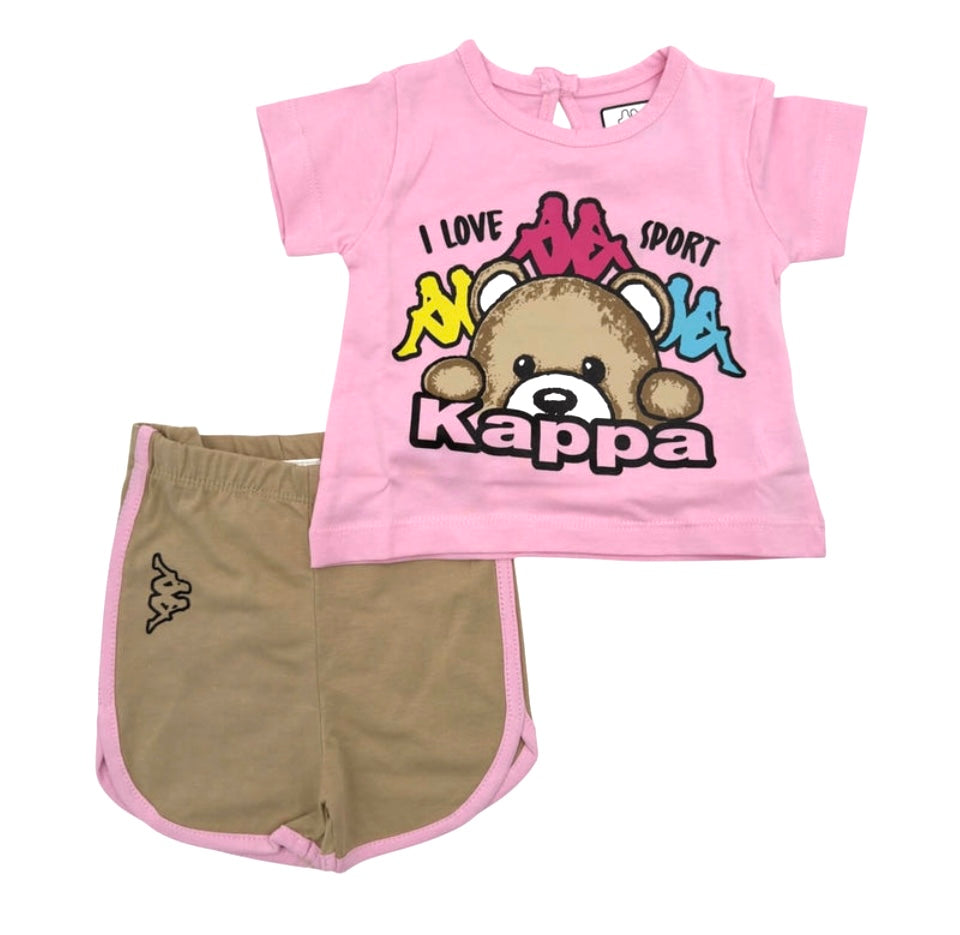 Kappa Completo T-Shirt e Short Da Neonata 100% Cotone