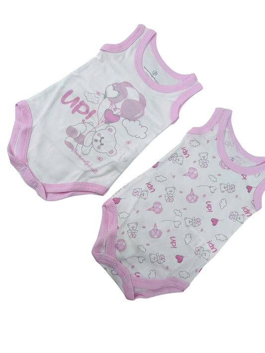 Nazareno Gabrielli Confezione Bi-Pack Due Body Giro Manica Neonata Intimo 100% Cotone