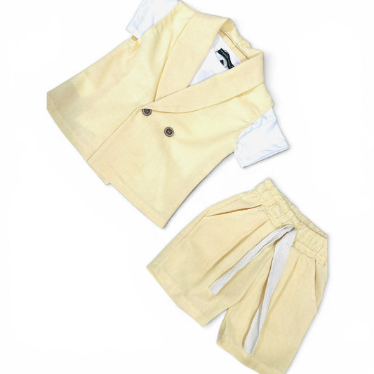 Montecarlo Completo m. Lino Giacca Smanicata T-Shirt Bermuda Da Neonato