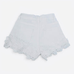 Yoyo Short Jeans Elasticizzato con Pizzo Da Bambina