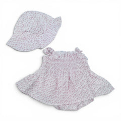 Pagliaccetto Bretellina Cotone Con Cappellino Da Neonata