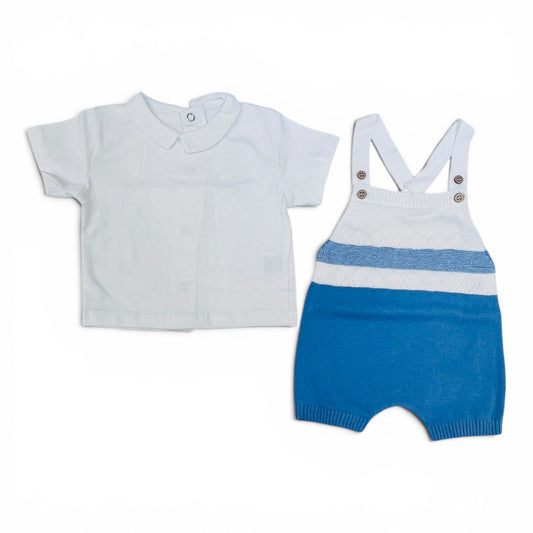 Pupi Completo Salopette in Filo Cotone Con Polo Da Neonato