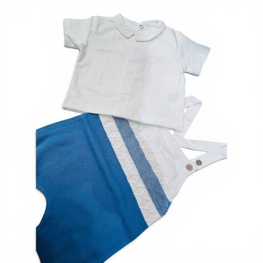 Pupi Completo Salopette in Filo Cotone Con Polo Da Neonato