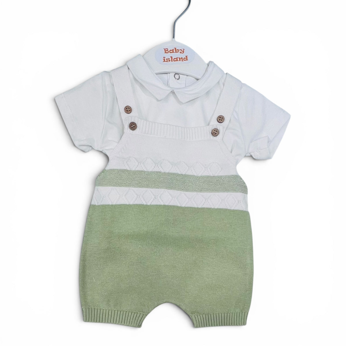 Pupi Completo Salopette in Filo Cotone Con Polo Da Neonato