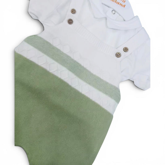 Pupi Completo Salopette in Filo Cotone Con Polo Da Neonato