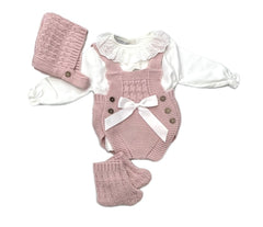 Pagliaccetto in Lana Smacchinato con Camicia+Cappello+Babucce Neonato/a