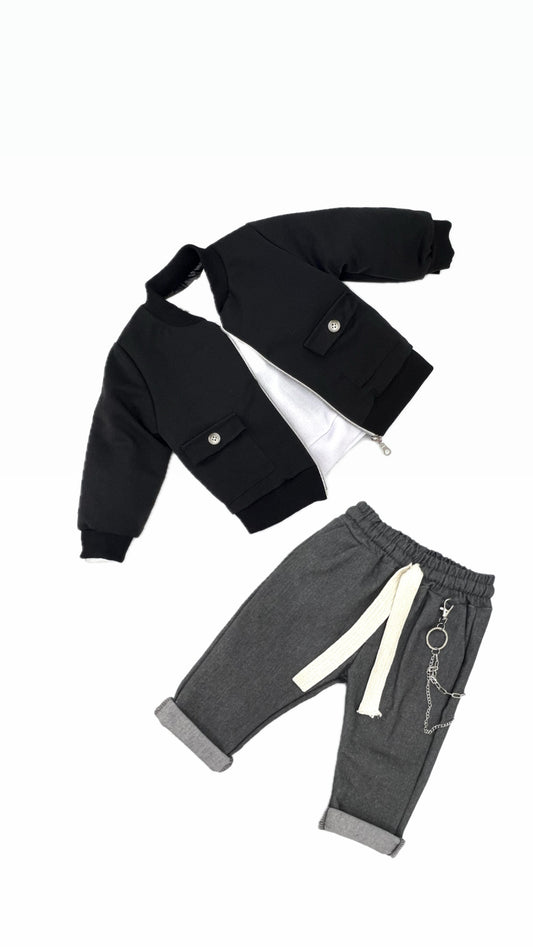 College Felpa Pantalone Completo Tre Pezzi Neonato Invernale