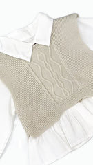 Completo Lana Tre Pezzi Neonata Gilet Camicia Pantalone