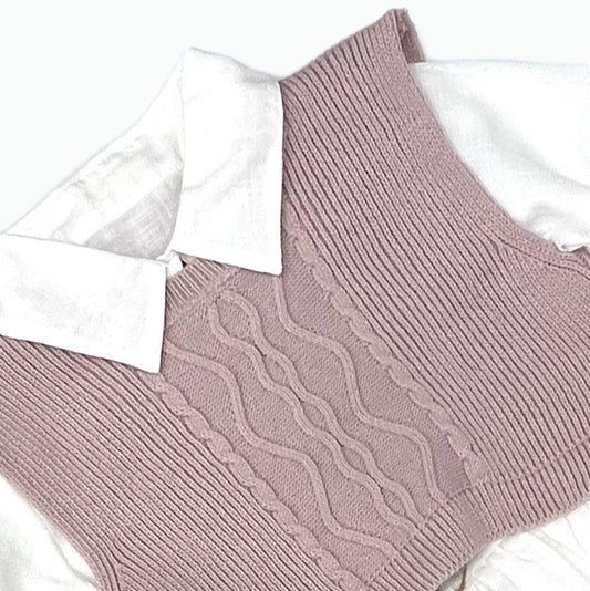 Completo Lana Tre Pezzi Neonata Gilet Camicia Pantalone