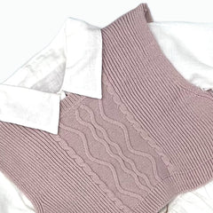 Completo Lana Tre Pezzi Neonata Gilet Camicia Pantalone