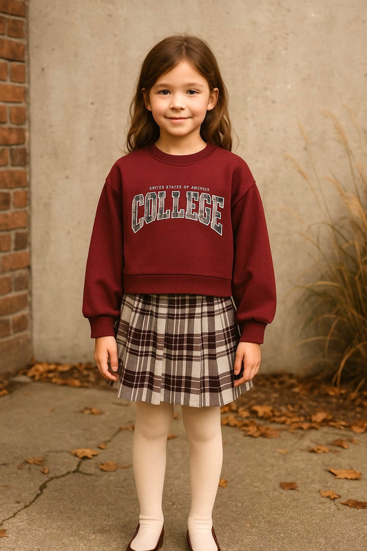 Piccola Lù Completo College Felpa e Gonna Please per Bambina