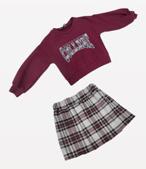 Piccola Lù Completo College Felpa e Gonna Please per Bambina