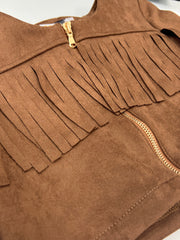 Melany Rose Completo Texas in Camoscio Con Frange per Bambina