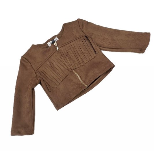 Melany Rose Completo Texas in Camoscio Con Frange per Bambina