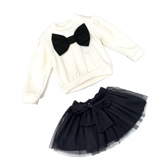 Melany Rose Completo Maglia Lana Fiocco e Gonna Tulle