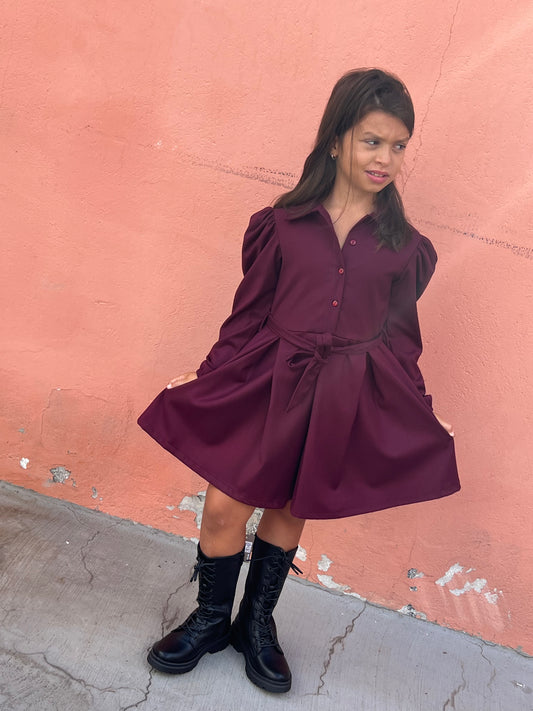 Melany Rose Abito Camicia con Manica a sbuffo  Da Ragazza