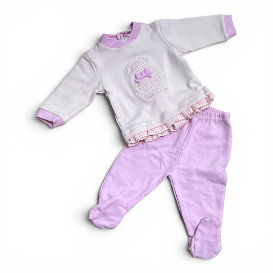 Pierre Cardin Tutina Due Pezzi in Caldo Cotone Da Neonata