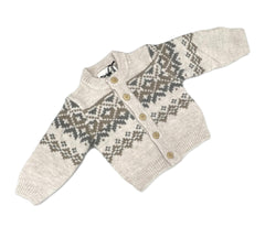 Dirkje Cardigan in Lana Neonato con Bottoni in Legno