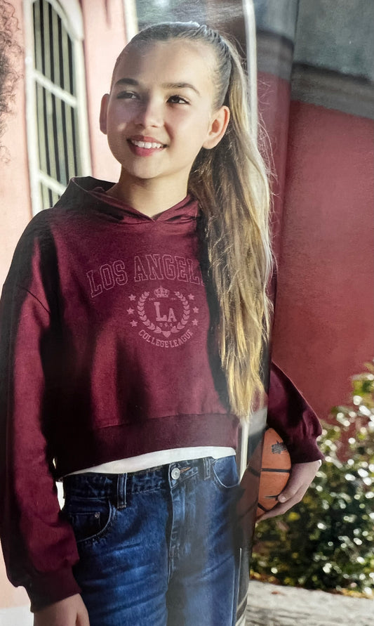 Ativo Felpa College Crop Con Cappuccio Da Bambina