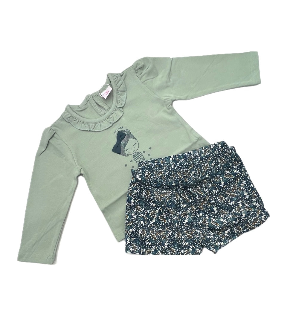 Ativo Completo Maglia Cotone Caldo e Short Velluto a Costine Da Neonata