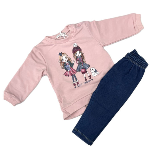 Completo con Leggins Jeans & Felpina Neonata