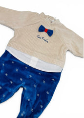 Pierre Cardin Limited Edition Tutina in Ciniglia Da Maschietto con Papillon e Finta Camicia