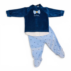 Pierre Cardin Limited Edition Tutina Due Pezzi in Ciniglia Da Maschietto con Papillon e Finta Camicia