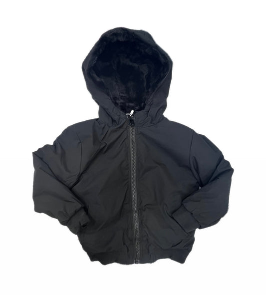 Bomber Husky Nero Double-Face in Pelliccia Nera Da Bambino