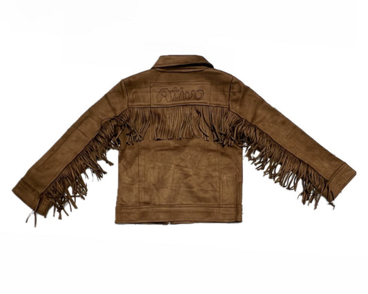Giubbino Biker in Camoscio con Frange Invernale Da Bambina