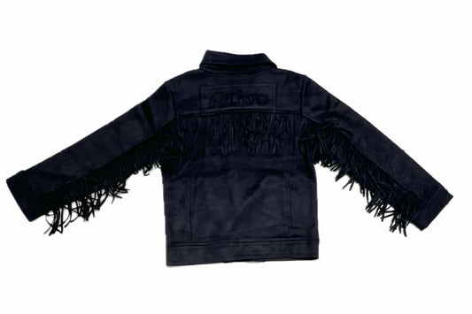 Giubbino Biker in Camoscio con Frange Invernale Da Bambina