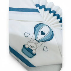 Palla Pallina Set Tre Pezzi Di Lenzuola Ricamate Per Carrozzina 100% Cotone misura 90x120