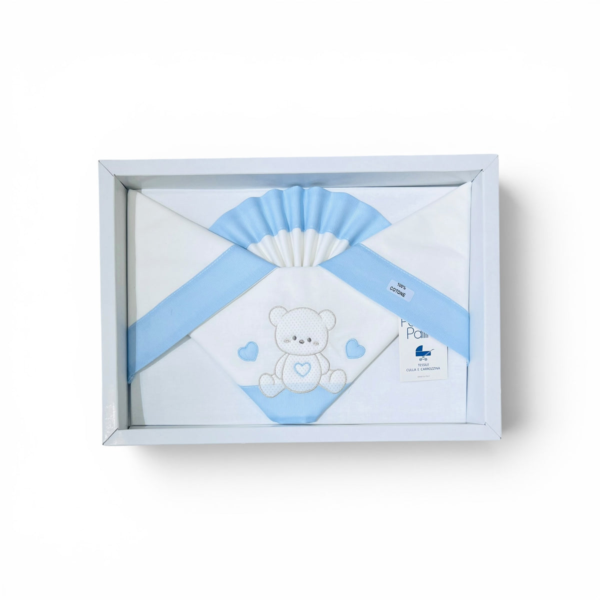 Palla Pallina Set Tre Pezzi Di Lenzuola Ricamate Per Carrozzina 100% Cotone misura 90x120